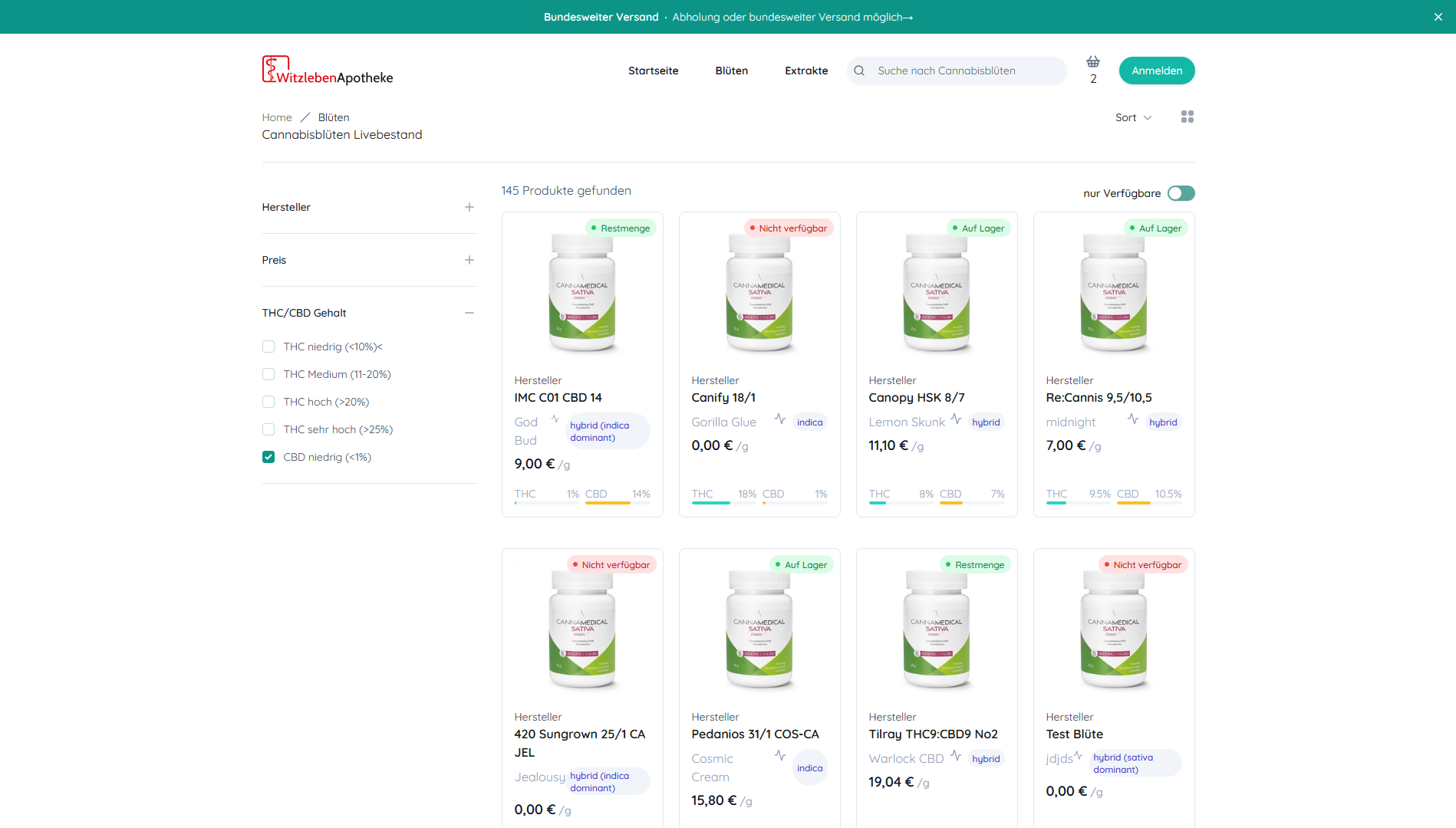 Online Shop Vorschau am Beispiel der Witzleben Apotheke